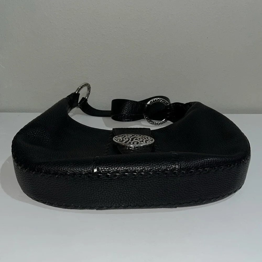 Brighton Franki Black Pebbled Leather Hobo‎ Purse Shoulder Bag Quality Designer